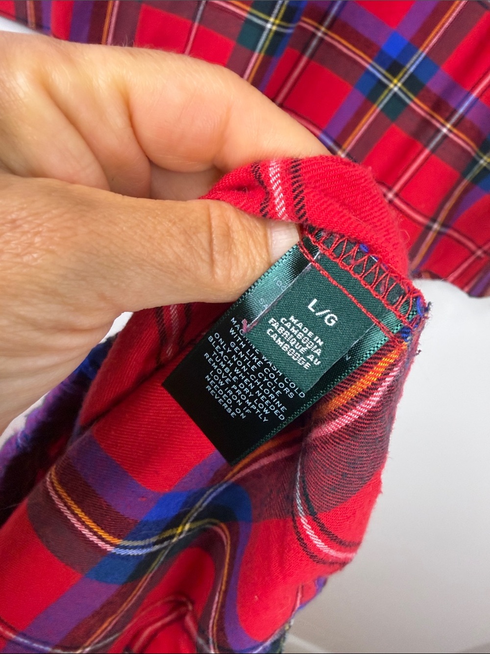 Lauren Ralph Lauren Pajamas Womens Large Red Tartan Plaid Cotton Flannel PJs - Picture 14 of 15